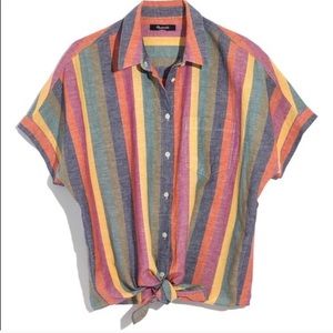 Madewell Tie Rainbow striped shirt